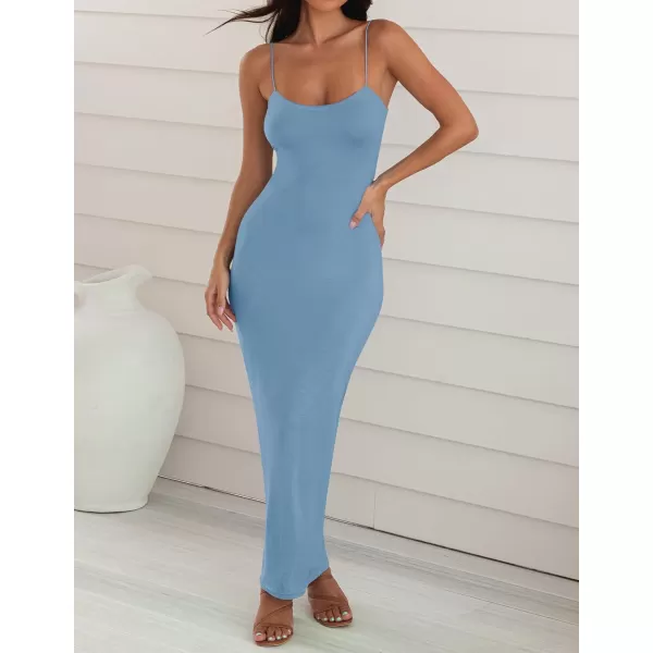 imageZESICA Womens Spaghetti Strap Bodycon Maxi Dress 2023 Summer Sleeveless Backless Cocktail Wedding Party Long DressesBlue