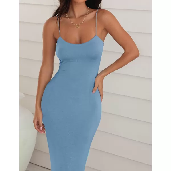 imageZESICA Womens Spaghetti Strap Bodycon Maxi Dress 2023 Summer Sleeveless Backless Cocktail Wedding Party Long DressesBlue