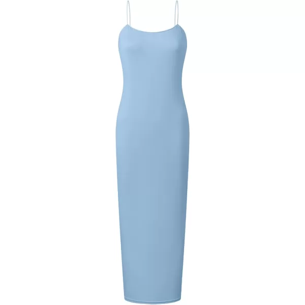 imageZESICA Womens Spaghetti Strap Bodycon Maxi Dress 2023 Summer Sleeveless Backless Cocktail Wedding Party Long DressesBlue