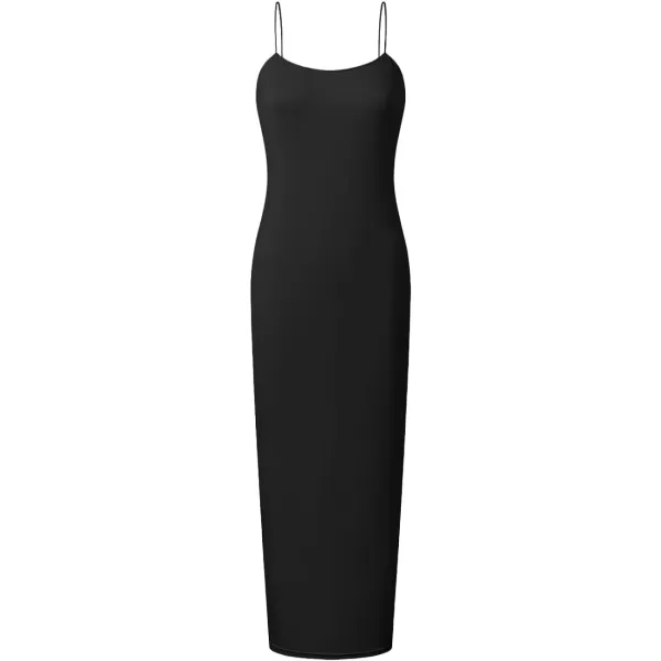 imageZESICA Womens Spaghetti Strap Bodycon Maxi Dress 2023 Summer Sleeveless Backless Cocktail Wedding Party Long DressesDarkblack