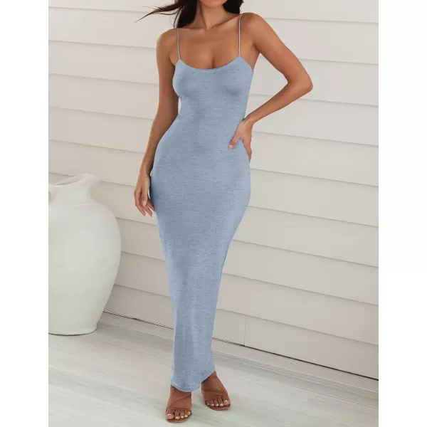 imageZESICA Womens Spaghetti Strap Bodycon Maxi Dress 2023 Summer Sleeveless Backless Cocktail Wedding Party Long DressesGrey