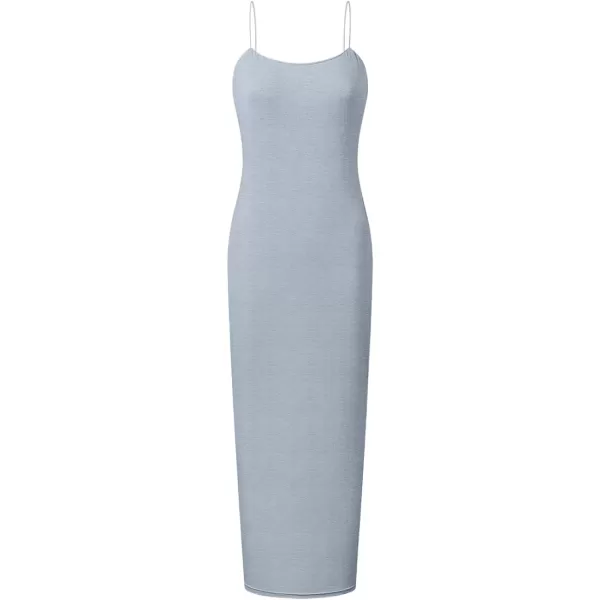 imageZESICA Womens Spaghetti Strap Bodycon Maxi Dress 2023 Summer Sleeveless Backless Cocktail Wedding Party Long DressesGrey