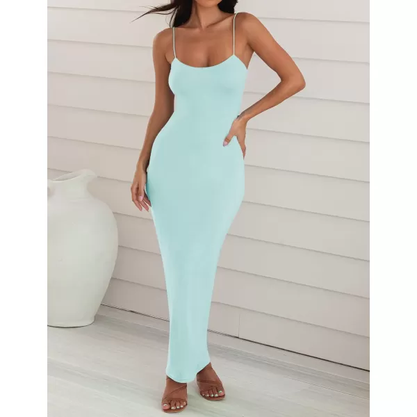 imageZESICA Womens Spaghetti Strap Bodycon Maxi Dress 2023 Summer Sleeveless Backless Cocktail Wedding Party Long DressesLightgreen