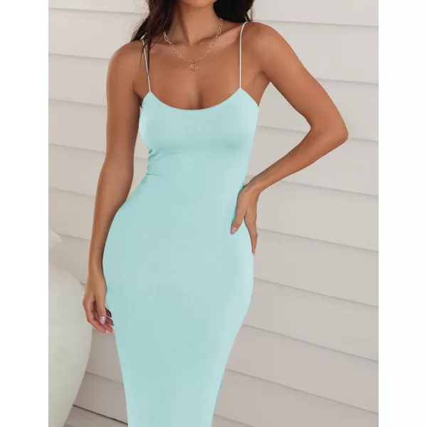 imageZESICA Womens Spaghetti Strap Bodycon Maxi Dress 2023 Summer Sleeveless Backless Cocktail Wedding Party Long DressesLightgreen