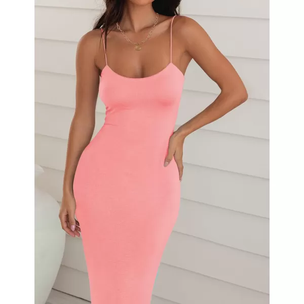 imageZESICA Womens Spaghetti Strap Bodycon Maxi Dress 2023 Summer Sleeveless Backless Cocktail Wedding Party Long DressesPink