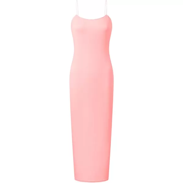 imageZESICA Womens Spaghetti Strap Bodycon Maxi Dress 2023 Summer Sleeveless Backless Cocktail Wedding Party Long DressesPink