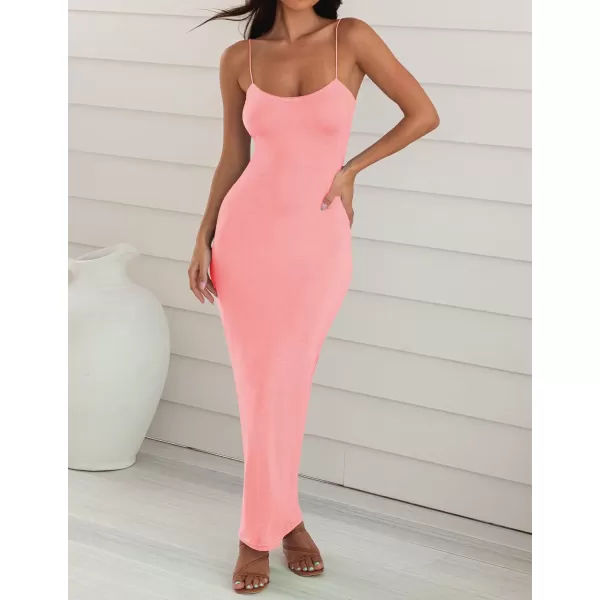 imageZESICA Womens Spaghetti Strap Bodycon Maxi Dress 2023 Summer Sleeveless Backless Cocktail Wedding Party Long DressesPink