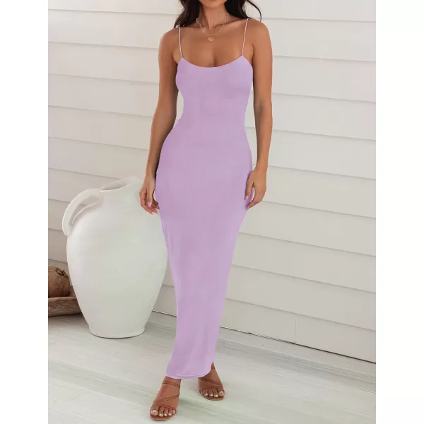 imageZESICA Womens Spaghetti Strap Bodycon Maxi Dress 2023 Summer Sleeveless Backless Cocktail Wedding Party Long DressesPurple