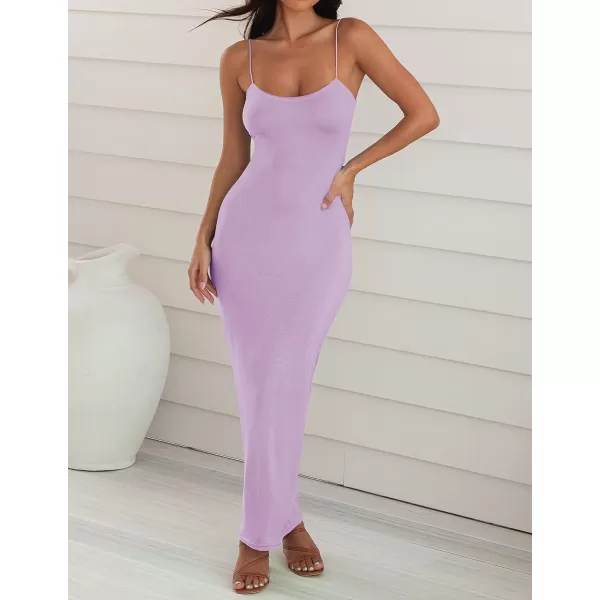 imageZESICA Womens Spaghetti Strap Bodycon Maxi Dress 2023 Summer Sleeveless Backless Cocktail Wedding Party Long DressesPurple