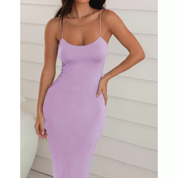 imageZESICA Womens Spaghetti Strap Bodycon Maxi Dress 2023 Summer Sleeveless Backless Cocktail Wedding Party Long DressesPurple