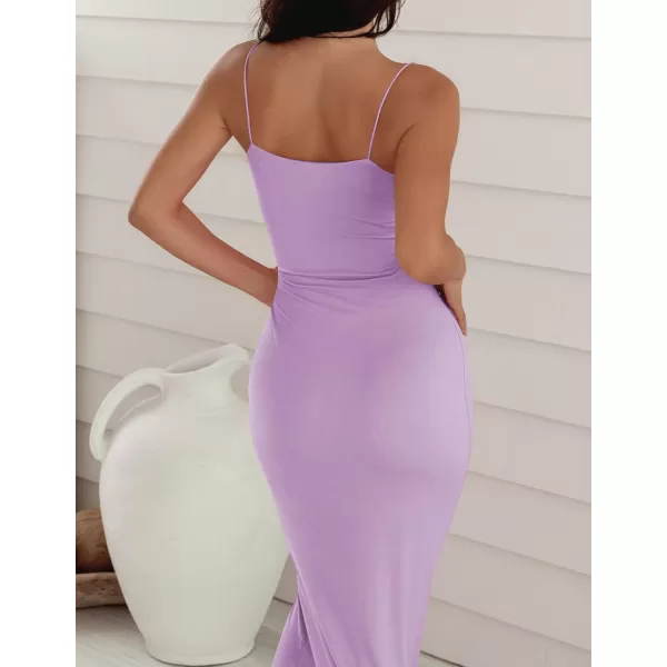 imageZESICA Womens Spaghetti Strap Bodycon Maxi Dress 2023 Summer Sleeveless Backless Cocktail Wedding Party Long DressesPurple