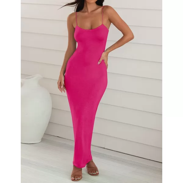 imageZESICA Womens Spaghetti Strap Bodycon Maxi Dress 2023 Summer Sleeveless Backless Cocktail Wedding Party Long DressesRose