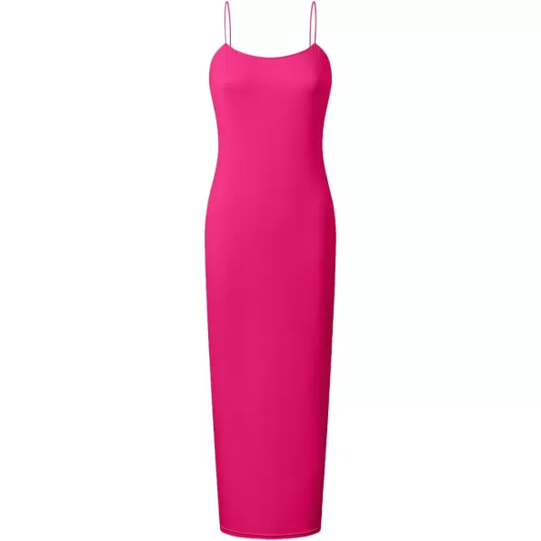 imageZESICA Womens Spaghetti Strap Bodycon Maxi Dress 2023 Summer Sleeveless Backless Cocktail Wedding Party Long DressesRose