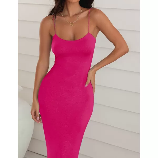 imageZESICA Womens Spaghetti Strap Bodycon Maxi Dress 2023 Summer Sleeveless Backless Cocktail Wedding Party Long DressesRose