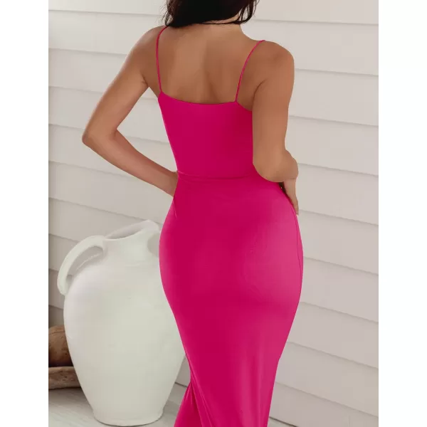 imageZESICA Womens Spaghetti Strap Bodycon Maxi Dress 2023 Summer Sleeveless Backless Cocktail Wedding Party Long DressesRose