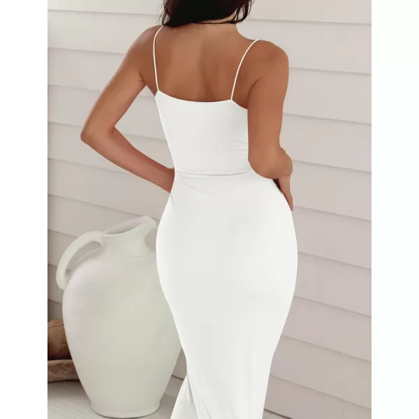 imageZESICA Womens Spaghetti Strap Bodycon Maxi Dress 2023 Summer Sleeveless Backless Cocktail Wedding Party Long DressesWhite