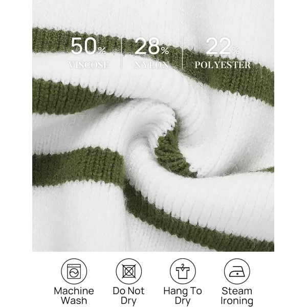 imageZESICA Womens Striped Sweaters Half Zipper Long Sleeve Ribbed Knit Loose Oversized Fall Pullover Sweater TopsArmygreen
