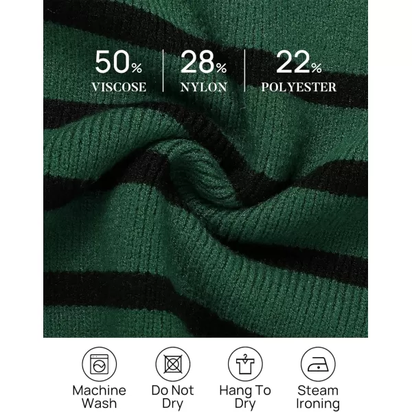 imageZESICA Womens Striped Sweaters Half Zipper Long Sleeve Ribbed Knit Loose Oversized Fall Pullover Sweater TopsDarkgreen