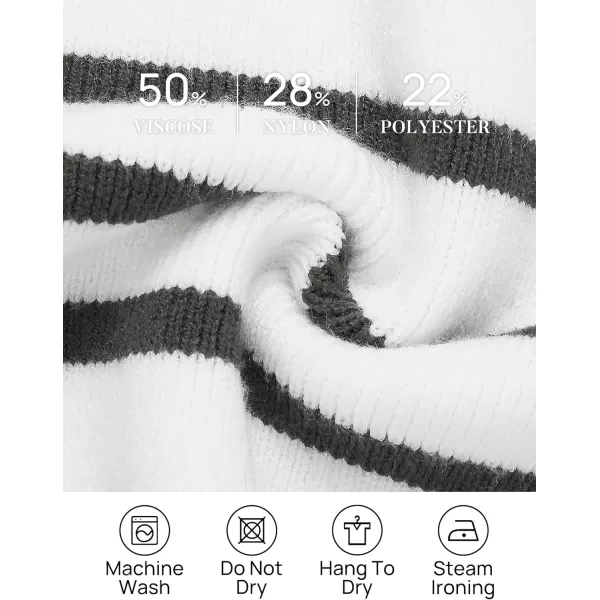 imageZESICA Womens Striped Sweaters Half Zipper Long Sleeve Ribbed Knit Loose Oversized Fall Pullover Sweater TopsGrey