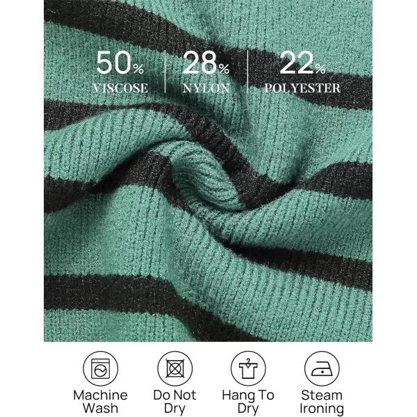 imageZESICA Womens Striped Sweaters Half Zipper Long Sleeve Ribbed Knit Loose Oversized Fall Pullover Sweater TopsLake