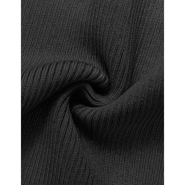 imageZESICA Womens Summer Bodycon Sweater Dress Sleeveless Crew Neck Cut Out Contrast Color Side Slit Pencil DressesBlack
