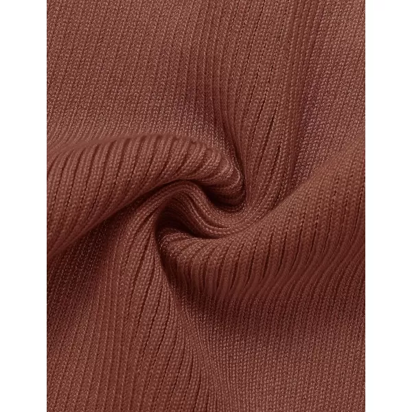 imageZESICA Womens Summer Bodycon Sweater Dress Sleeveless Crew Neck Cut Out Contrast Color Side Slit Pencil DressesBrown