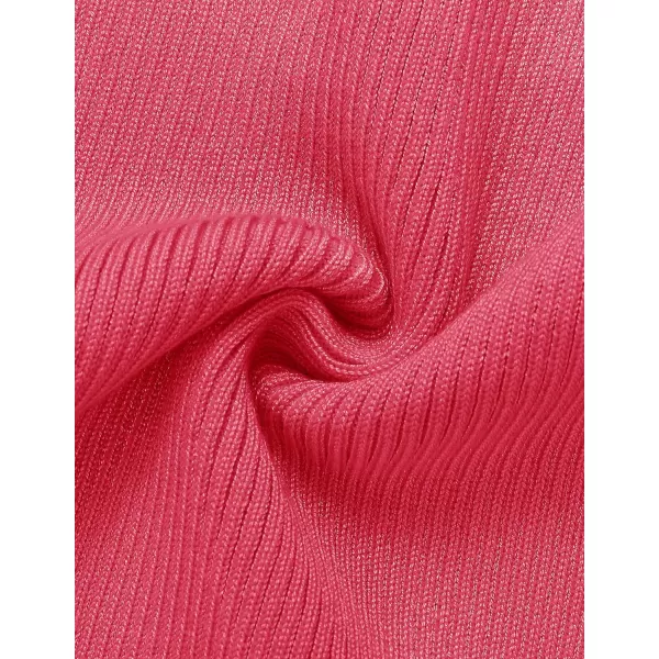 imageZESICA Womens Summer Bodycon Sweater Dress Sleeveless Crew Neck Cut Out Contrast Color Side Slit Pencil DressesWatermelon