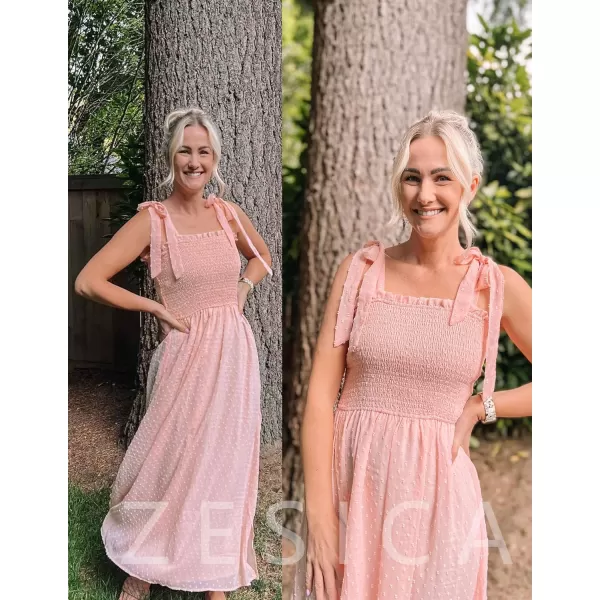 imageZESICA Womens Summer Bohemian Spaghetti Strap Swiss Dot Sleeveless Smocked A Line Flowy Maxi DressZESICA Womens Summer Bohemian Spaghetti Strap Swiss Dot Sleeveless Smocked A Line Flowy Maxi Dress