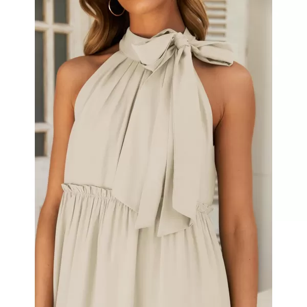 imageZESICA Womens Summer Boho Halter Maxi Dresses 2024 Casual Sleeveless Pleated Tiered Flowy Beach Vacation Long DressApricot