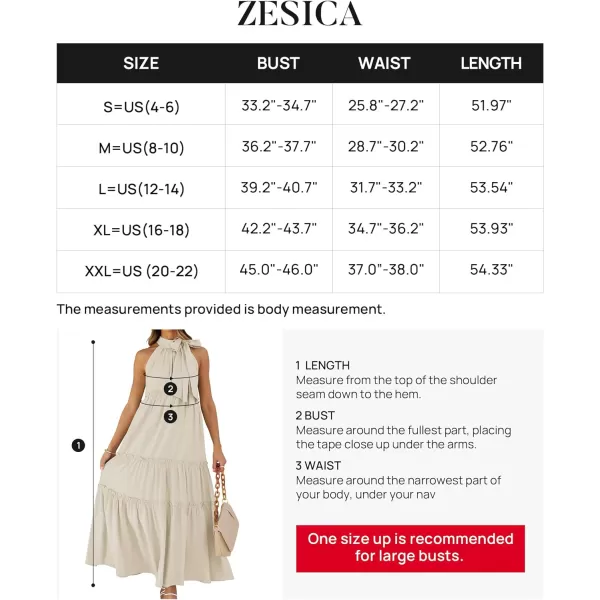 imageZESICA Womens Summer Boho Halter Maxi Dresses 2024 Casual Sleeveless Pleated Tiered Flowy Beach Vacation Long DressApricot