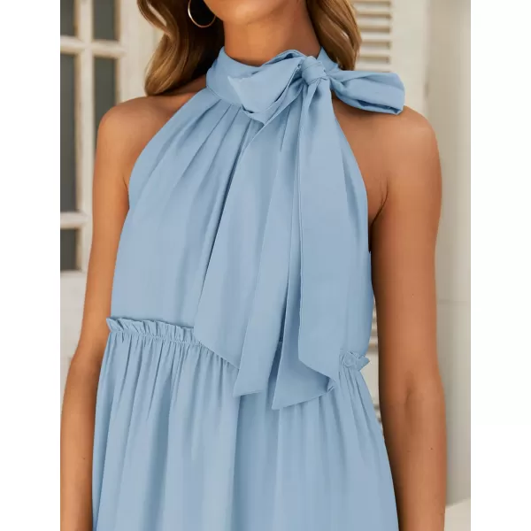 imageZESICA Womens Summer Boho Halter Maxi Dresses 2024 Casual Sleeveless Pleated Tiered Flowy Beach Vacation Long DressBlue