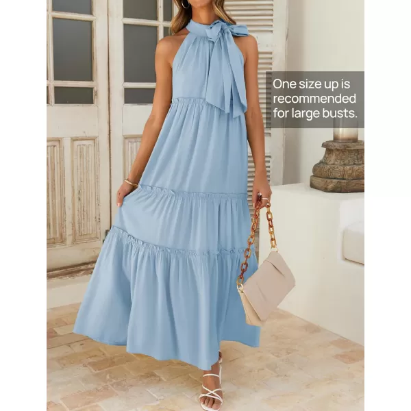 imageZESICA Womens Summer Boho Halter Maxi Dresses 2024 Casual Sleeveless Pleated Tiered Flowy Beach Vacation Long DressBlue