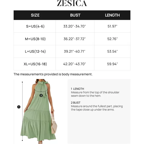 imageZESICA Womens Summer Boho Halter Maxi Dresses 2024 Casual Sleeveless Pleated Tiered Flowy Beach Vacation Long DressGreen
