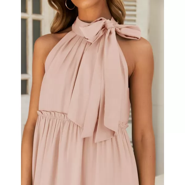 imageZESICA Womens Summer Boho Halter Maxi Dresses 2024 Casual Sleeveless Pleated Tiered Flowy Beach Vacation Long DressPink