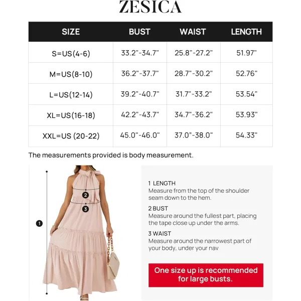 imageZESICA Womens Summer Boho Halter Maxi Dresses 2024 Casual Sleeveless Pleated Tiered Flowy Beach Vacation Long DressPink