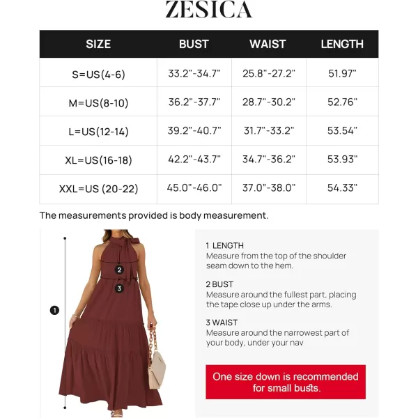 imageZESICA Womens Summer Boho Halter Maxi Dresses 2024 Casual Sleeveless Pleated Tiered Flowy Beach Vacation Long DressPlum