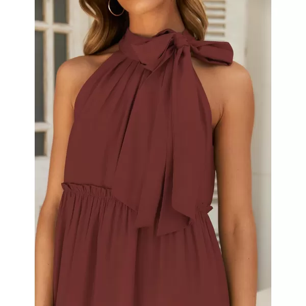 imageZESICA Womens Summer Boho Halter Maxi Dresses 2024 Casual Sleeveless Pleated Tiered Flowy Beach Vacation Long DressPlum