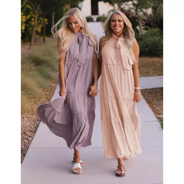imageZESICA Womens Summer Boho Halter Maxi Dresses 2024 Casual Sleeveless Pleated Tiered Flowy Beach Vacation Long DressPurple