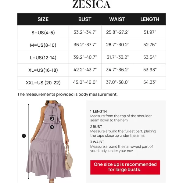 imageZESICA Womens Summer Boho Halter Maxi Dresses 2024 Casual Sleeveless Pleated Tiered Flowy Beach Vacation Long DressPurple