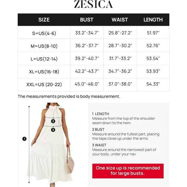 imageZESICA Womens Summer Boho Halter Maxi Dresses 2024 Casual Sleeveless Pleated Tiered Flowy Beach Vacation Long DressWhite