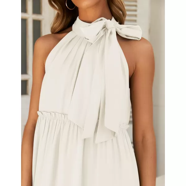 imageZESICA Womens Summer Boho Halter Maxi Dresses 2024 Casual Sleeveless Pleated Tiered Flowy Beach Vacation Long DressWhite