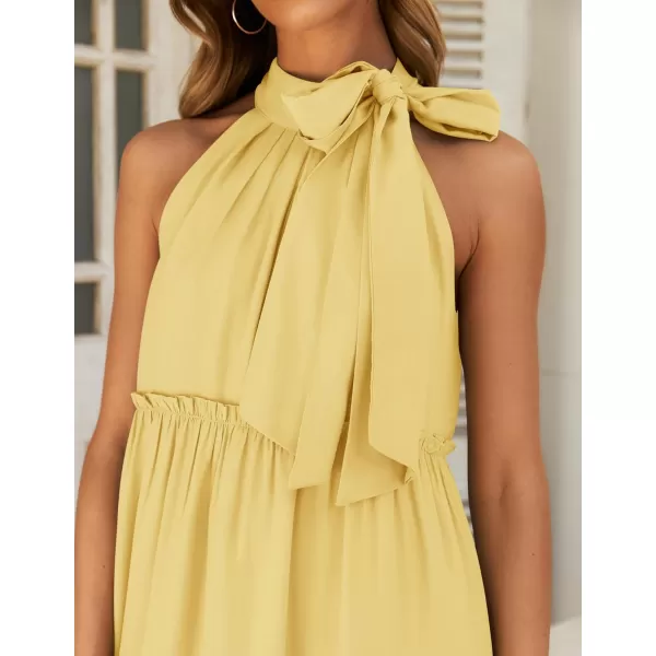 imageZESICA Womens Summer Boho Halter Maxi Dresses 2024 Casual Sleeveless Pleated Tiered Flowy Beach Vacation Long DressYellow