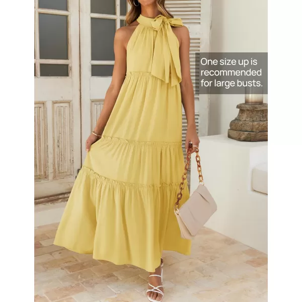 imageZESICA Womens Summer Boho Halter Maxi Dresses 2024 Casual Sleeveless Pleated Tiered Flowy Beach Vacation Long DressYellow