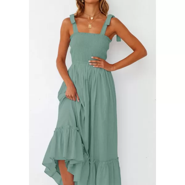 imageZESICA Womens Summer Boho Spaghetti Strap Square Neck Solid Color Ruffle A Line Beach Long Maxi DressZESICA Womens Summer Boho Spaghetti Strap Square Neck Solid Color Ruffle A Line Beach Long Maxi Dress