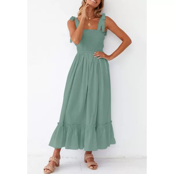 imageZESICA Womens Summer Boho Spaghetti Strap Square Neck Solid Color Ruffle A Line Beach Long Maxi DressZESICA Womens Summer Boho Spaghetti Strap Square Neck Solid Color Ruffle A Line Beach Long Maxi Dress