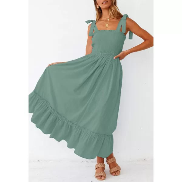 imageZESICA Womens Summer Boho Spaghetti Strap Square Neck Solid Color Ruffle A Line Beach Long Maxi DressZESICA Womens Summer Boho Spaghetti Strap Square Neck Solid Color Ruffle A Line Beach Long Maxi Dress