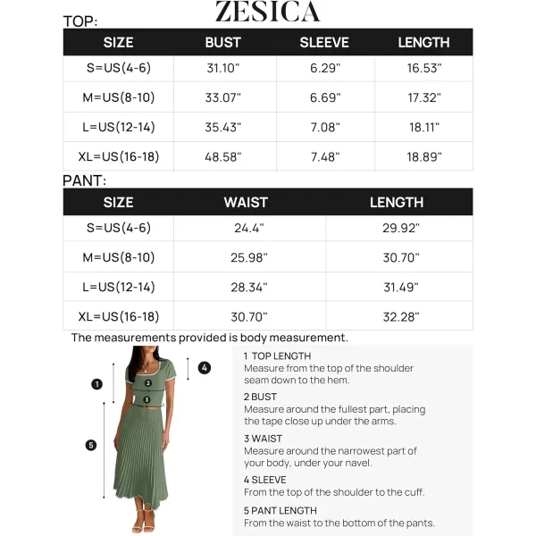imageZESICA Womens Summer Casual Two Piece Sets Short Sleeve Top and Pleated Skirts Matching Lounge Set Vacation Travel OutfitsOlivegreen