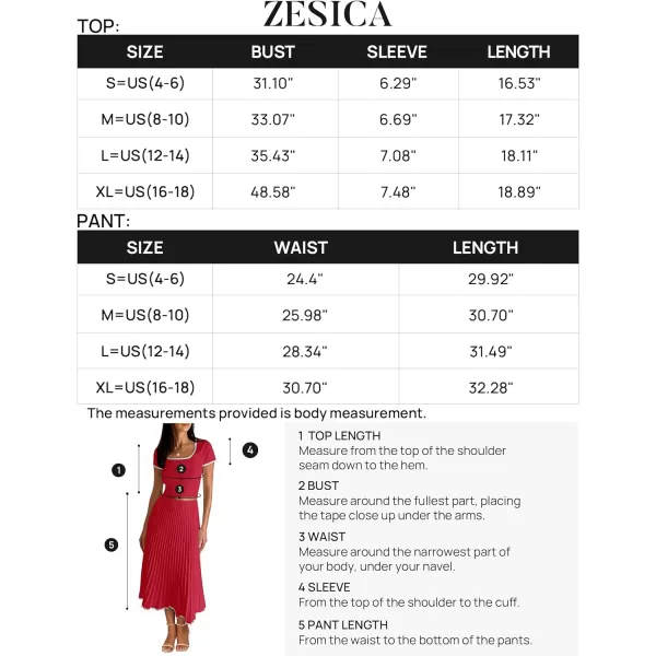 imageZESICA Womens Summer Casual Two Piece Sets Short Sleeve Top and Pleated Skirts Matching Lounge Set Vacation Travel OutfitsRed