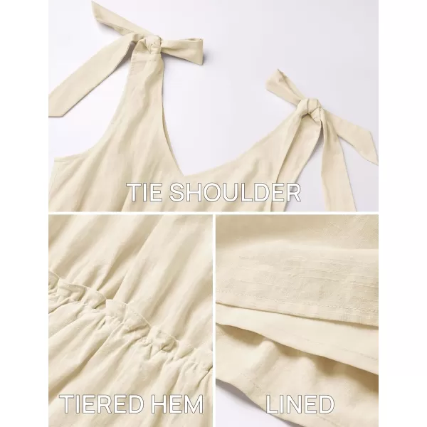 imageZESICA Womens Summer Casual V Neck Sleeveless Mini Dress 2024 Tie Shoulder Tiered Ruffle Swing A Line Short SundressesApricot