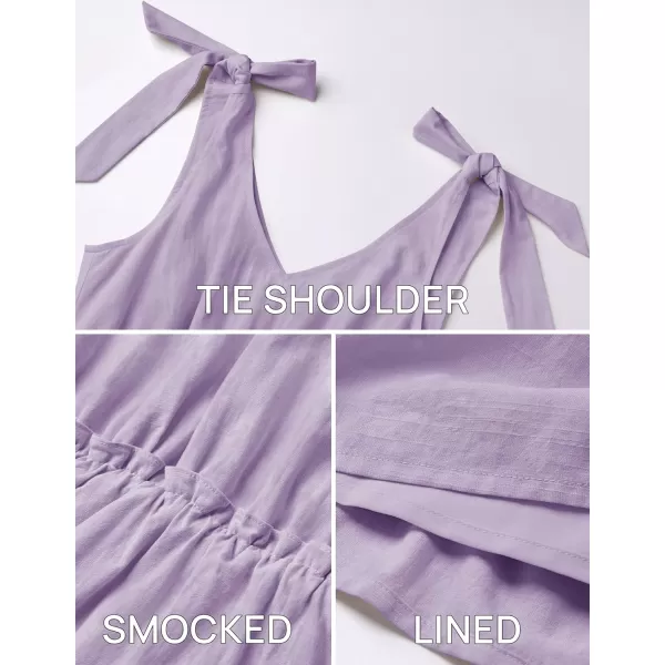 imageZESICA Womens Summer Casual V Neck Sleeveless Mini Dress 2024 Tie Shoulder Tiered Ruffle Swing A Line Short SundressesPurple